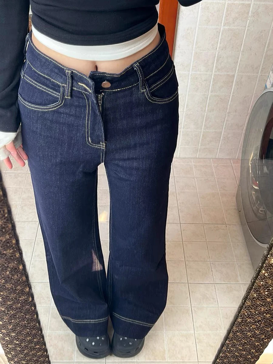 

Джинсы женские с высокой талией, широкие, с легким расклешением, свободного кроя, прямые брюки, весна-осень, большие размеры, для фигуры «груша», стройнящие