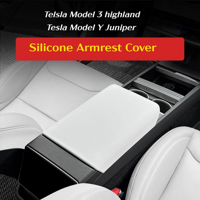 

For Tesla Model 3 highland Model Y Juniper Car Center Console Armrest box Silicone protective Cover Mat Interior Accessories