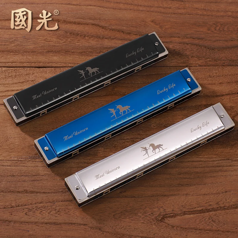 Authentic Guoguang Harmonica 24 Hole Polyphonic C Key Beginner, Child, Adult, Advanced Professional Performance Level