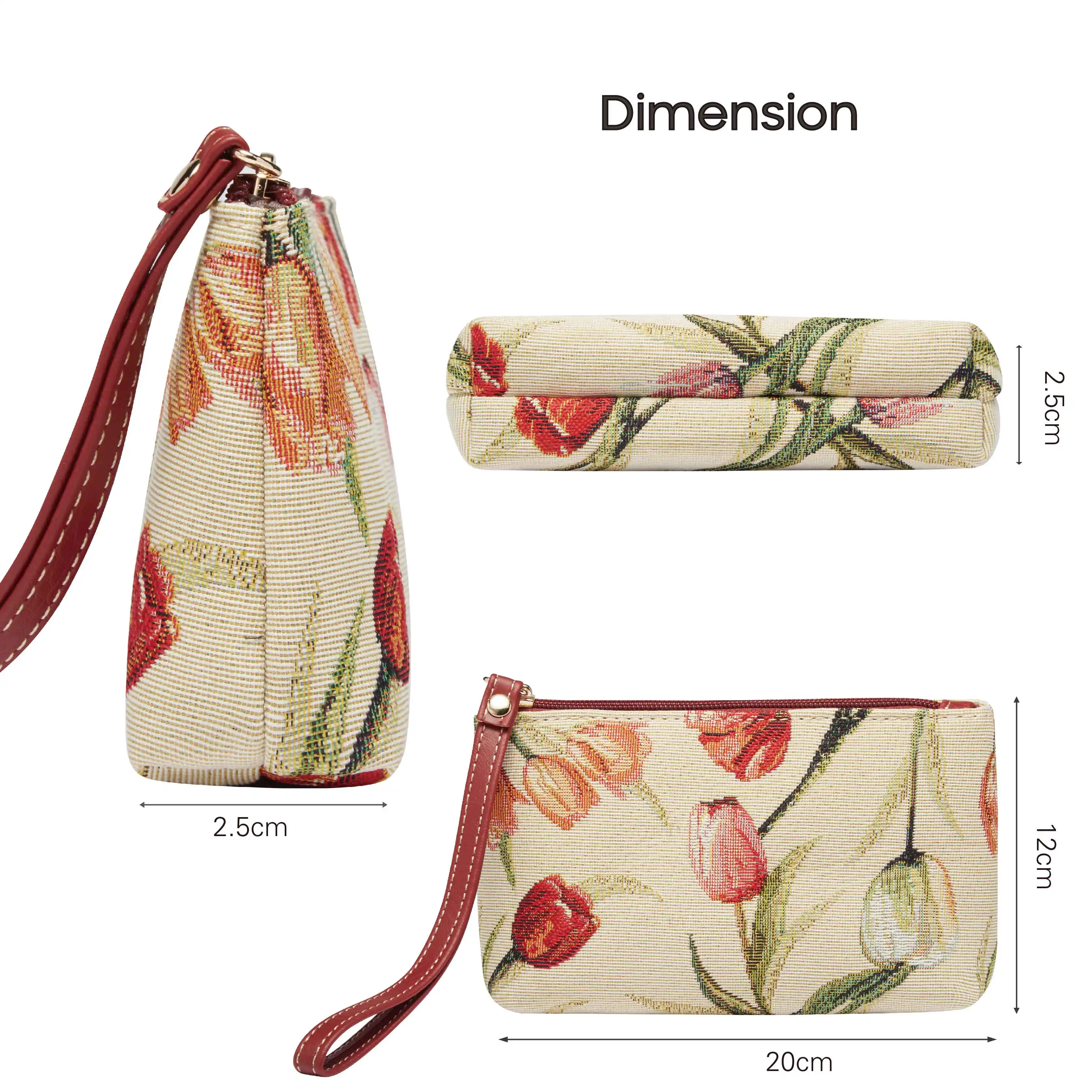 SAJA Coin Purses Wristlets Wrist Bag Women\'s Wallet Tapestry Bags Pouch Tulip Flower Lipstick Credit Cards Cash Holder For Girl