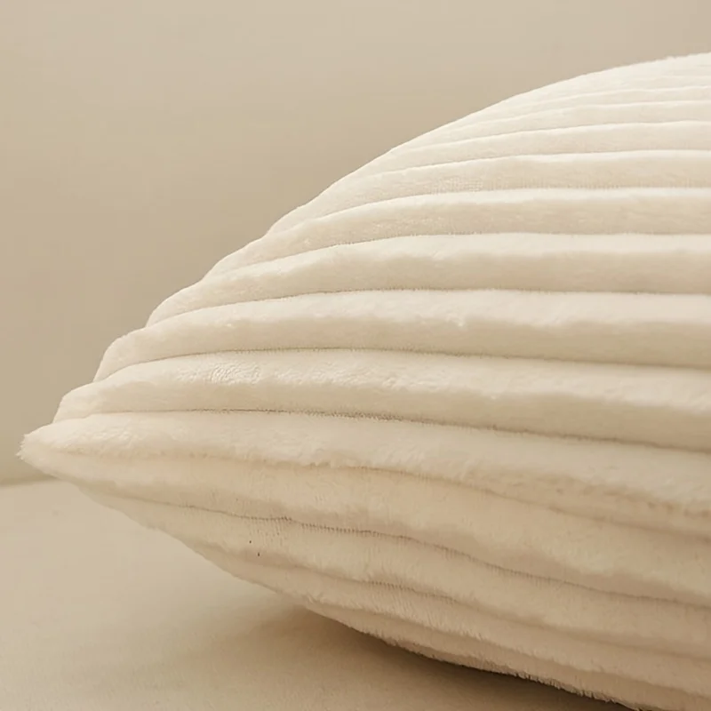 Pack of 3 Vertical Corduroy Striped Plush Pillow Covers Soft Fuzzy Square Decorative Cushion Cases Multiple Color Options