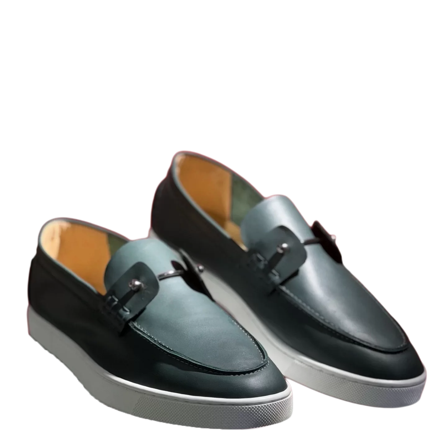 Luxury Men’s Shoe Silver Spike Brown Leather Shoes Red Bottom Shoes For Men Shoes Streetwear Fashion Casual Footwear Plus Size