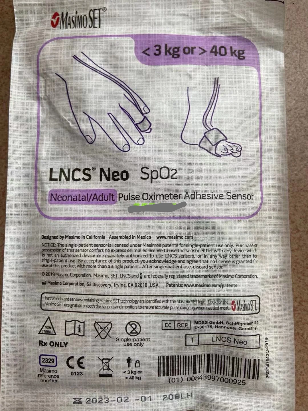 مسبار جين أوكسي الدم القابل للتصرف من ماسيمو LNCS Neo Minox مسبار 2329 أصلي جديد