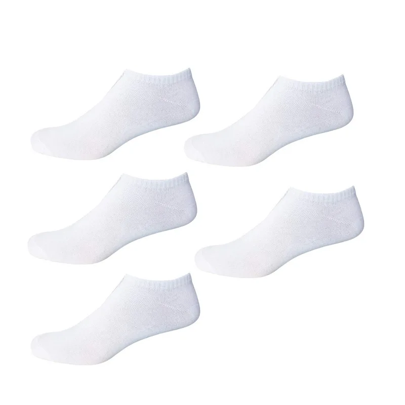 5 pares de calcetines para hombre y mujer Escote bajo Calcetines de barco de negocios transpirables Color sólido Cómodo tobillo casual Gris blanco Negro