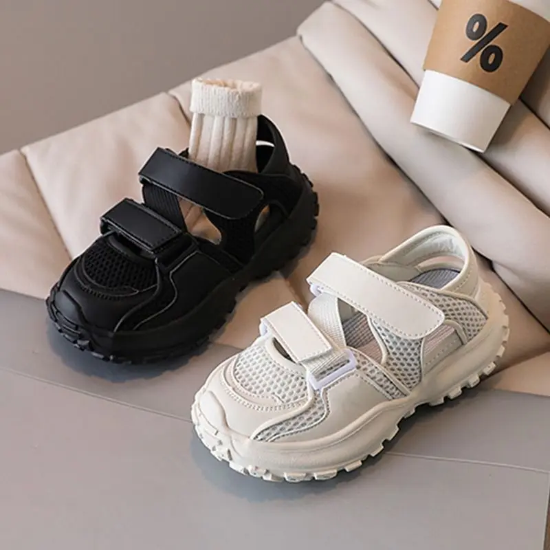 

New Boy Sandals Fashion Simple Summer Kid Shoes Breathable Mesh Surface Retro Girl Sandals Lightweight Trendy Daily Sports Shoes