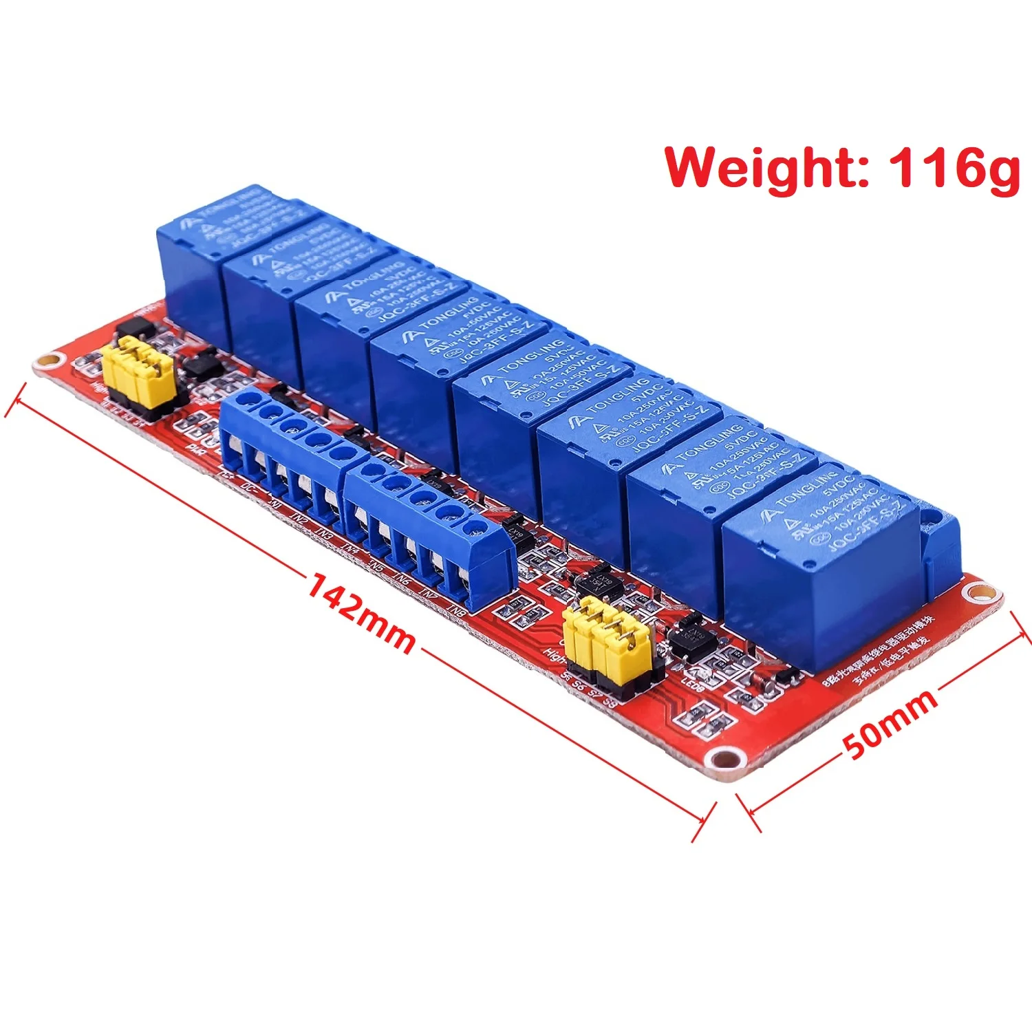 وحدة التتابع 8 قنوات 5 فولت 12 فولت 24 فولت درع اللوحة مع عزل Optocoupler يدعم الزناد عالي ومنخفض المستوى لـ Rasp Pi Arduino