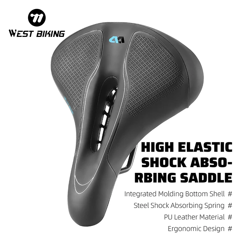 

WEST BIKING High Elastic Shock Absorbing Saddle Hollow Non-slip MTB Road Bike Seat Bicycle Accessories Comfortable Bike Cushion