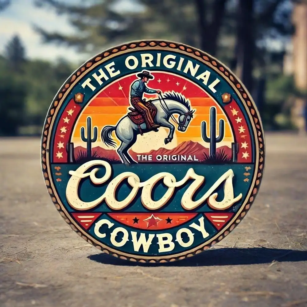 Letrero artístico de pared de metal de aluminio Vintage Coors Cowboy | Perfecto para dormitorio, cocina y comedor.
