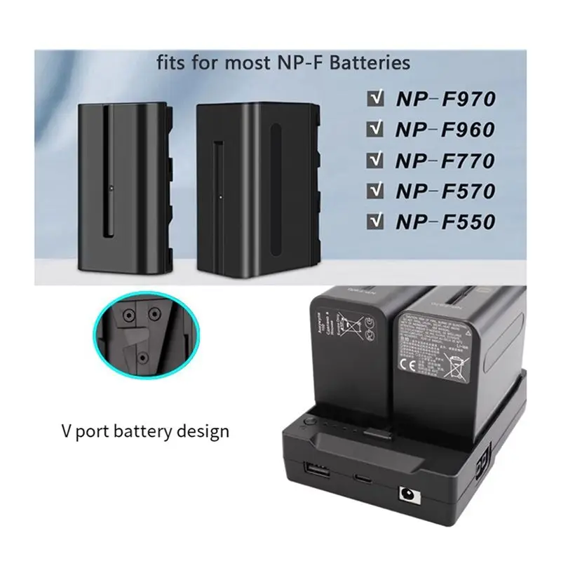 ABQU NP-F Battery to V-Mount Lock Power Adapter Plate for Tilta Kit, Dual NP-F550/750/970 Converter for LED Light Monitor