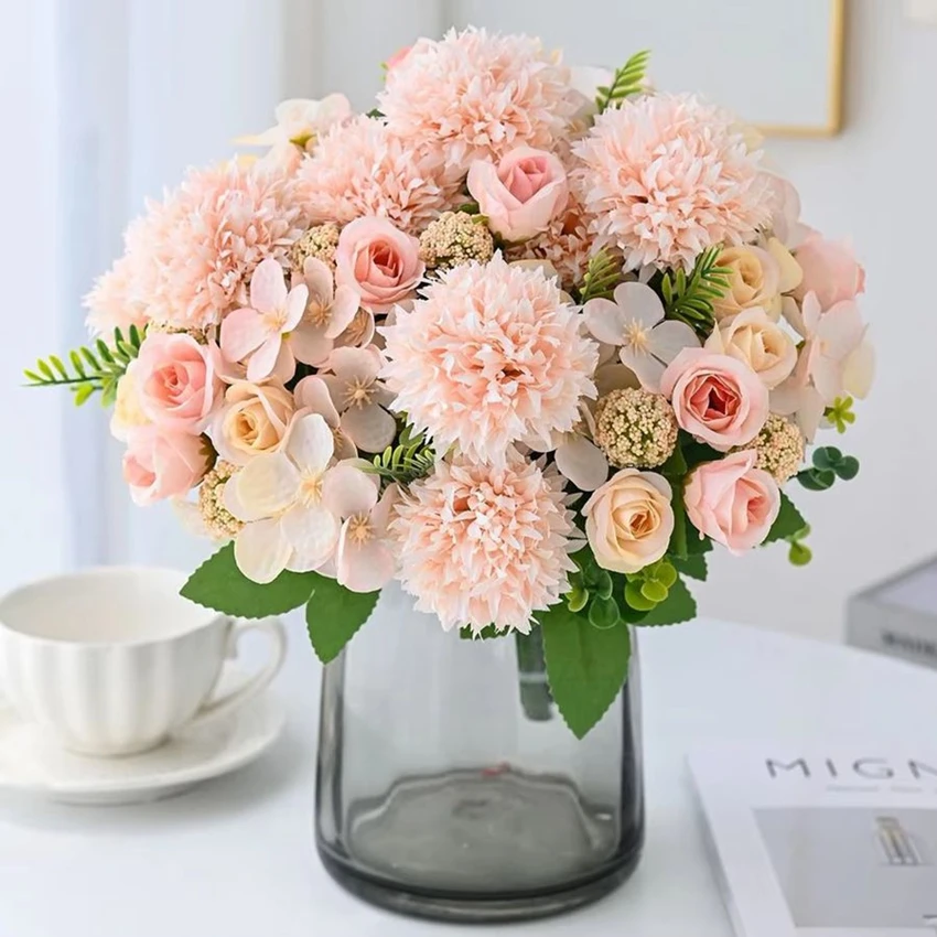 Artificial Flowers Rose chrysanthemum Silk For Wedding Home vase Festival Wreath garden party Diy gift Decorati Photography prop