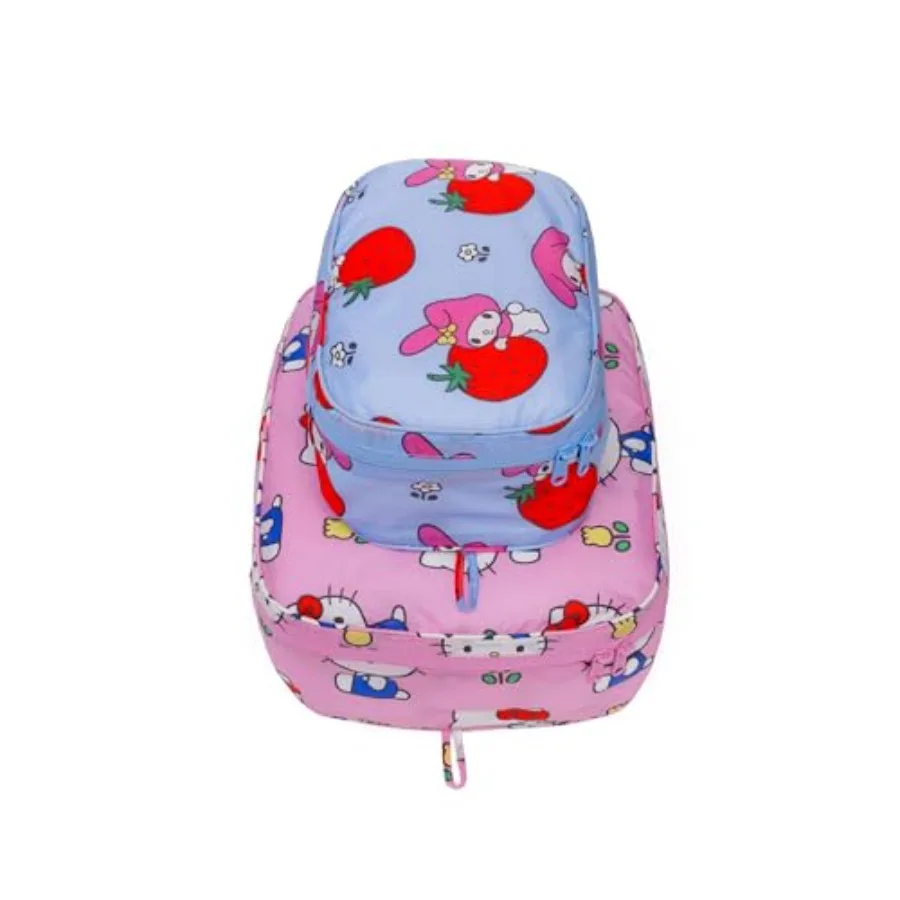 

Набор упаковочных сумок с цветочным узором Hello Kitty and Friends, легкая полиэстеровая ткань, пастельно-розовый цвет, компактный органайзер