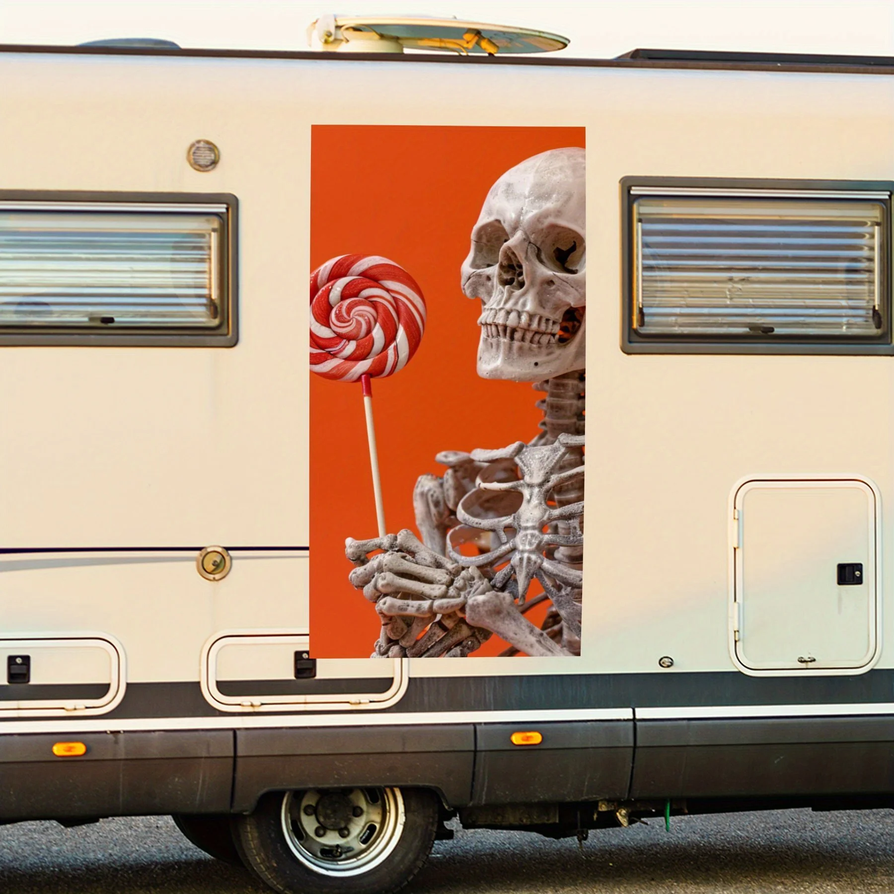 

Скелет с леденцом, наклейка на дверь автомобиля, ПВХ, самоводонепроницаемая палка, яркие автомобильные внешние аксессуары, декор, защита Gi