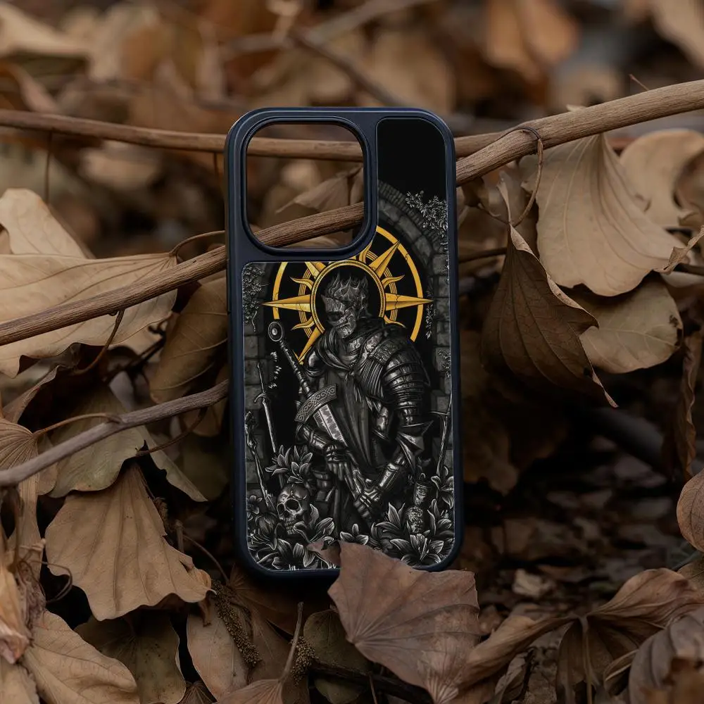 

Чехол для телефона Dark Souls для iPhone 16, 15, 14, 13, 12, 11 Pro Max Plus, черная рамка, акриловый твердый корпус из углеродного волокна