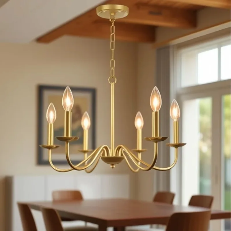 

American Vintage Candelabra Chandelier: Rustic Farmhouse Ceiling Light for Living/Dining/Bedroom