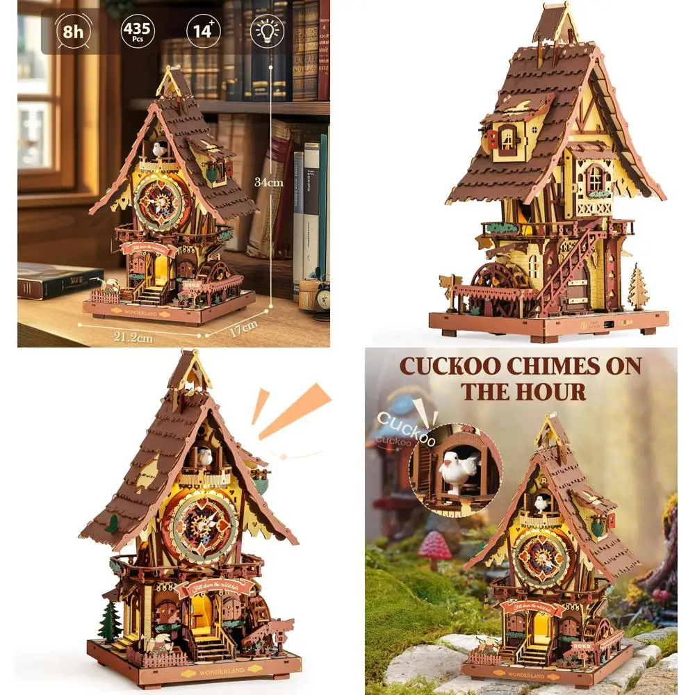 

3D Wooden Mechanical Cuckoo Clock Kit - DIY Puzzle for Adults, Unique Decor Gift