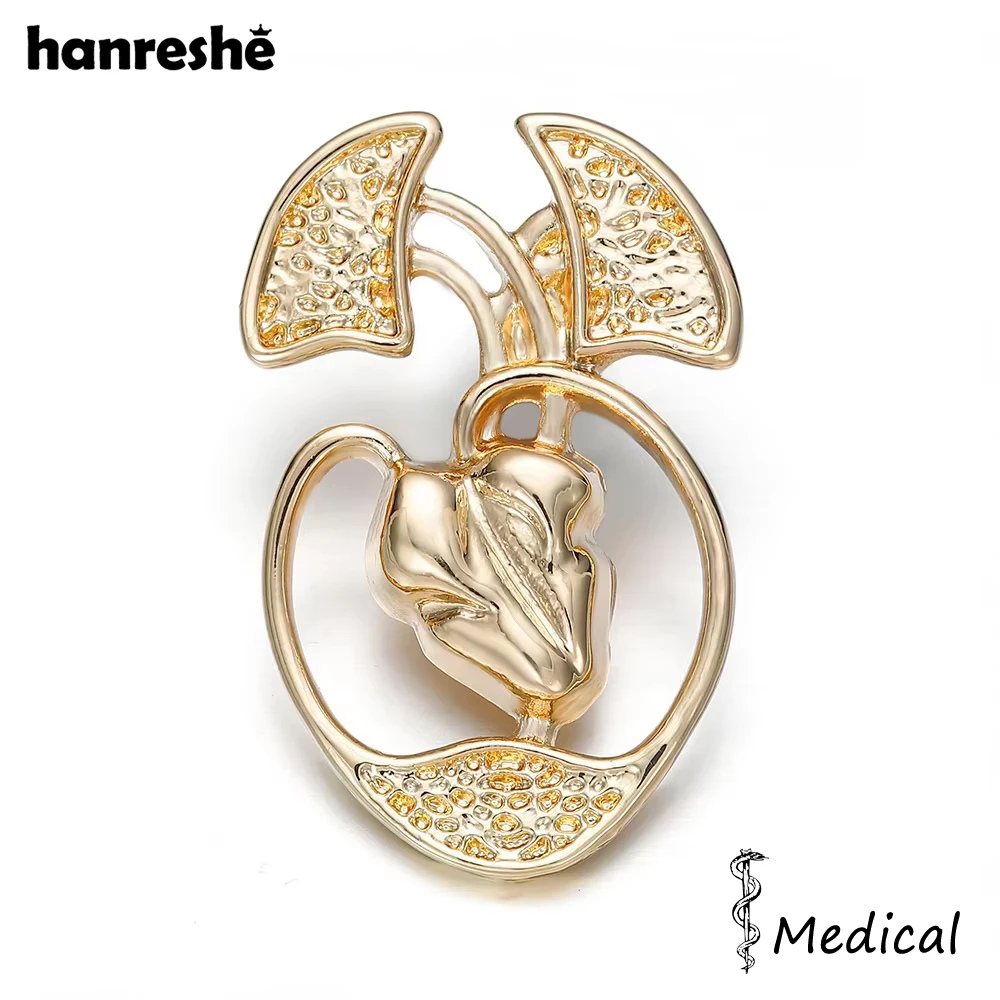 Hanreshe Medical Lung Heart Organ Brooch Pins Medicine Jewelry Lapel Backpack Badge Gift for Doctors Nurses