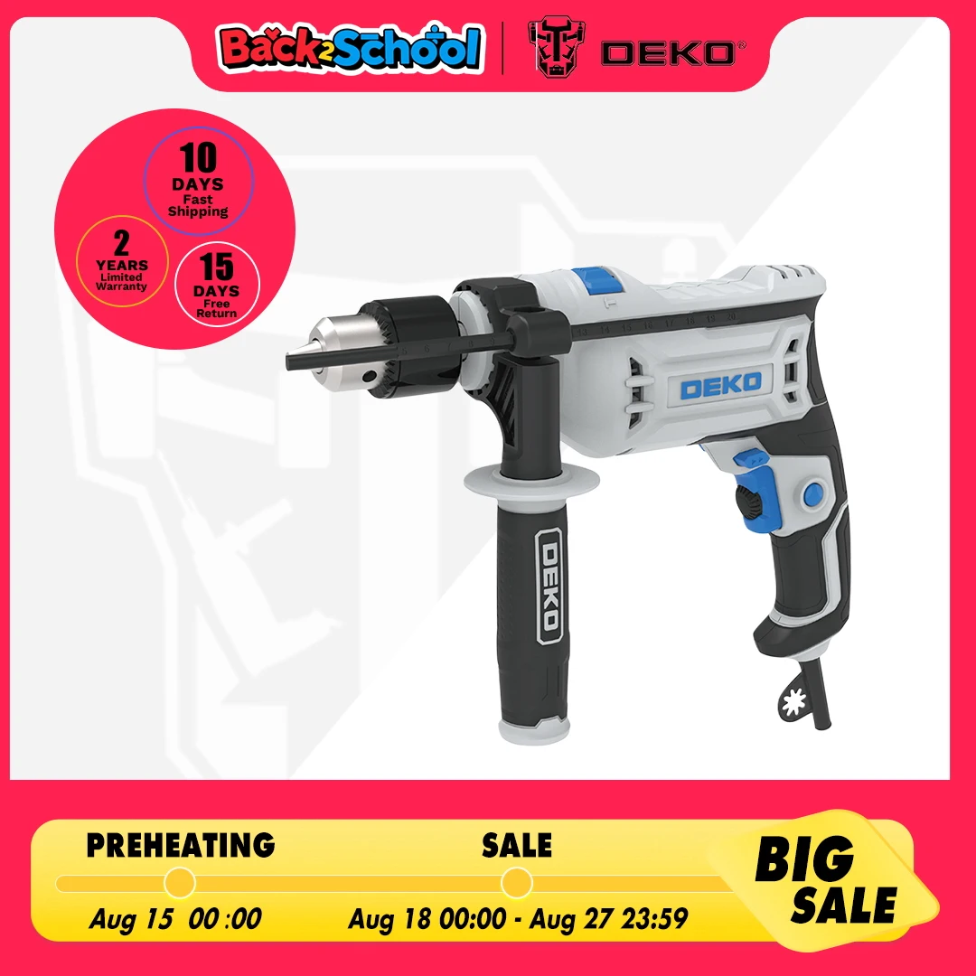 DEKO DKID13XL65G trapano a percussione di livello professionale 220V, 2 funzioni trapano avvitatore utensile elettrico utensile elettrico (serie DKID)