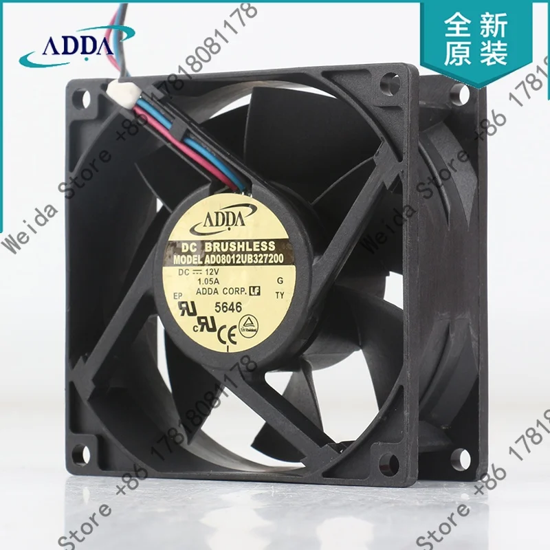 ADDA AD08012UB327200 5V 24V 48V 8032 80x80x32MM 8CM chassis converter Large air volume three-wire cooling fan DC 12V 1.05A