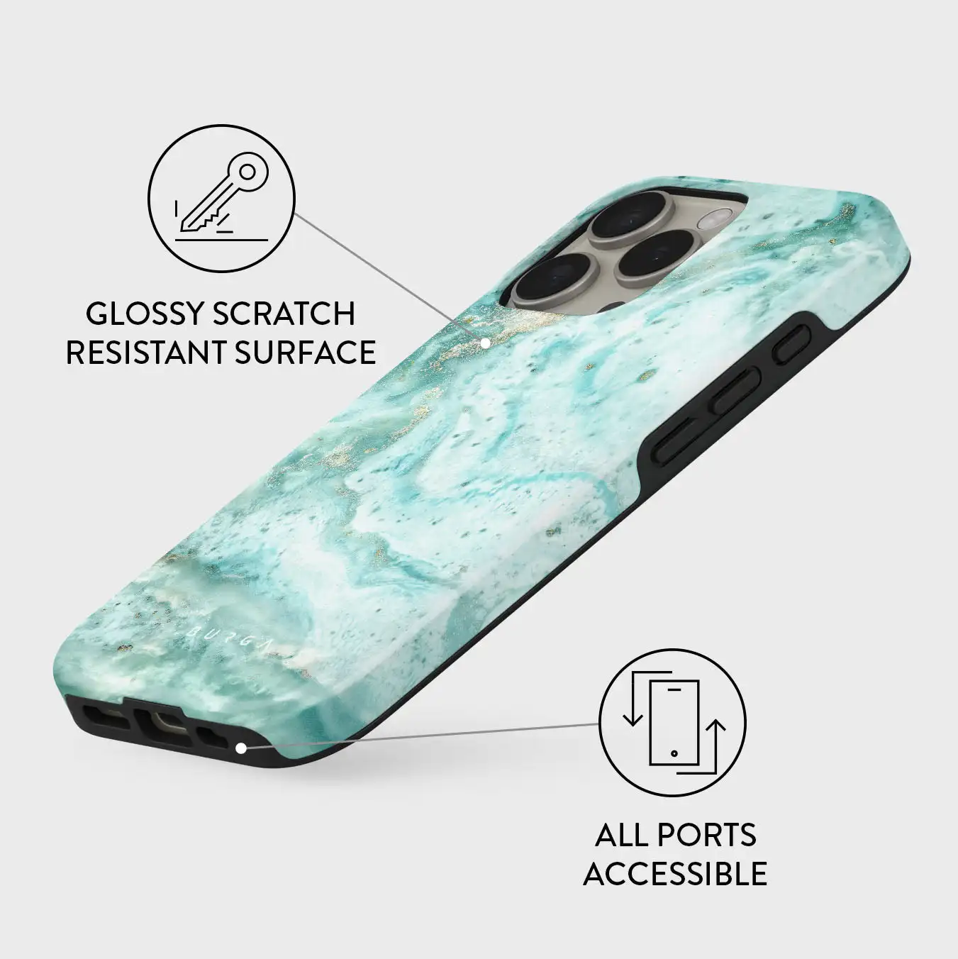 BURGA Uluwatu Waves Phone Case for iPhone 16 15 14 13 12 11 Pro Max X XS XR XSMax 7 8 Plus Glossy Film Hard PC Cover