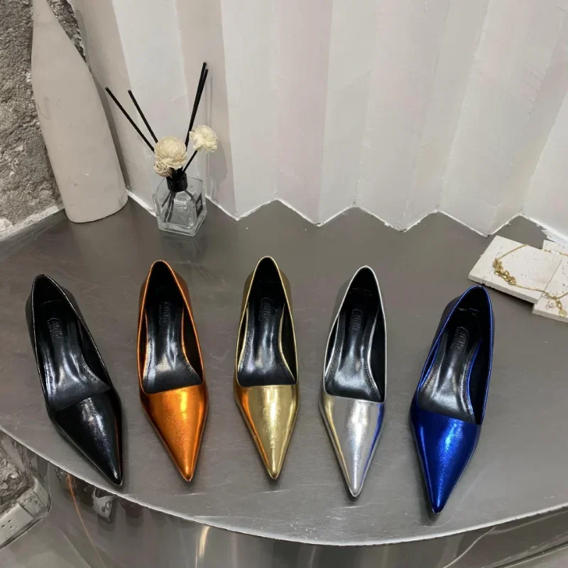 Tacones Elegant Solid Pointed Toe Shallow Slip Thin Heel Women Soft Comfort Pumps Ladies Office Dress Outdoor ShoeТуфли Женские