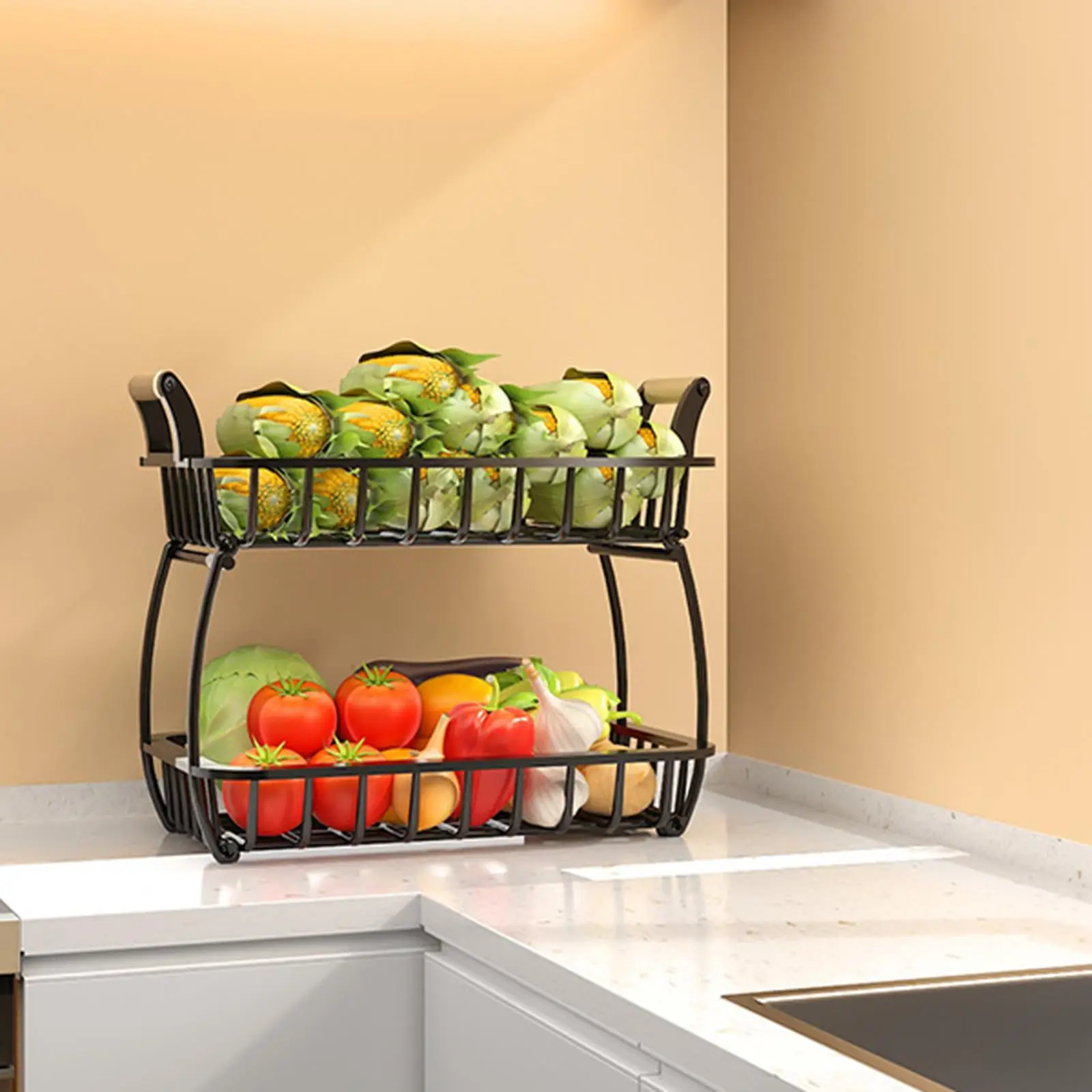 Household Fruit Basket Vegetable Holder Fruit Bowl Small Item Storage Rack Rectangle Basket Storage Holder