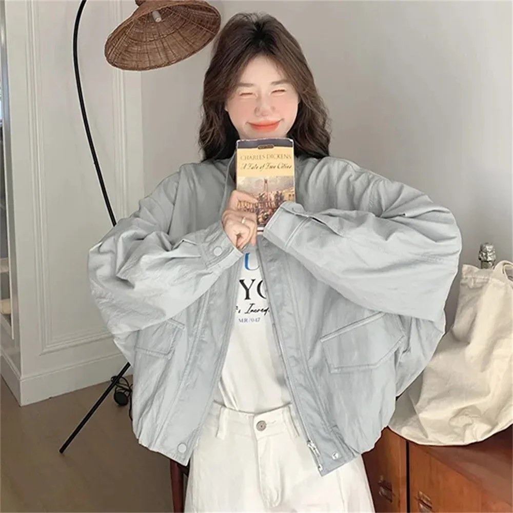 인기 있는 PU 프로틴 가죽 재킷 여성용 코트 봄과 가을 2025년 신상 트렌드 하이 스트리트 슬림 캐주얼 가죽 재킷