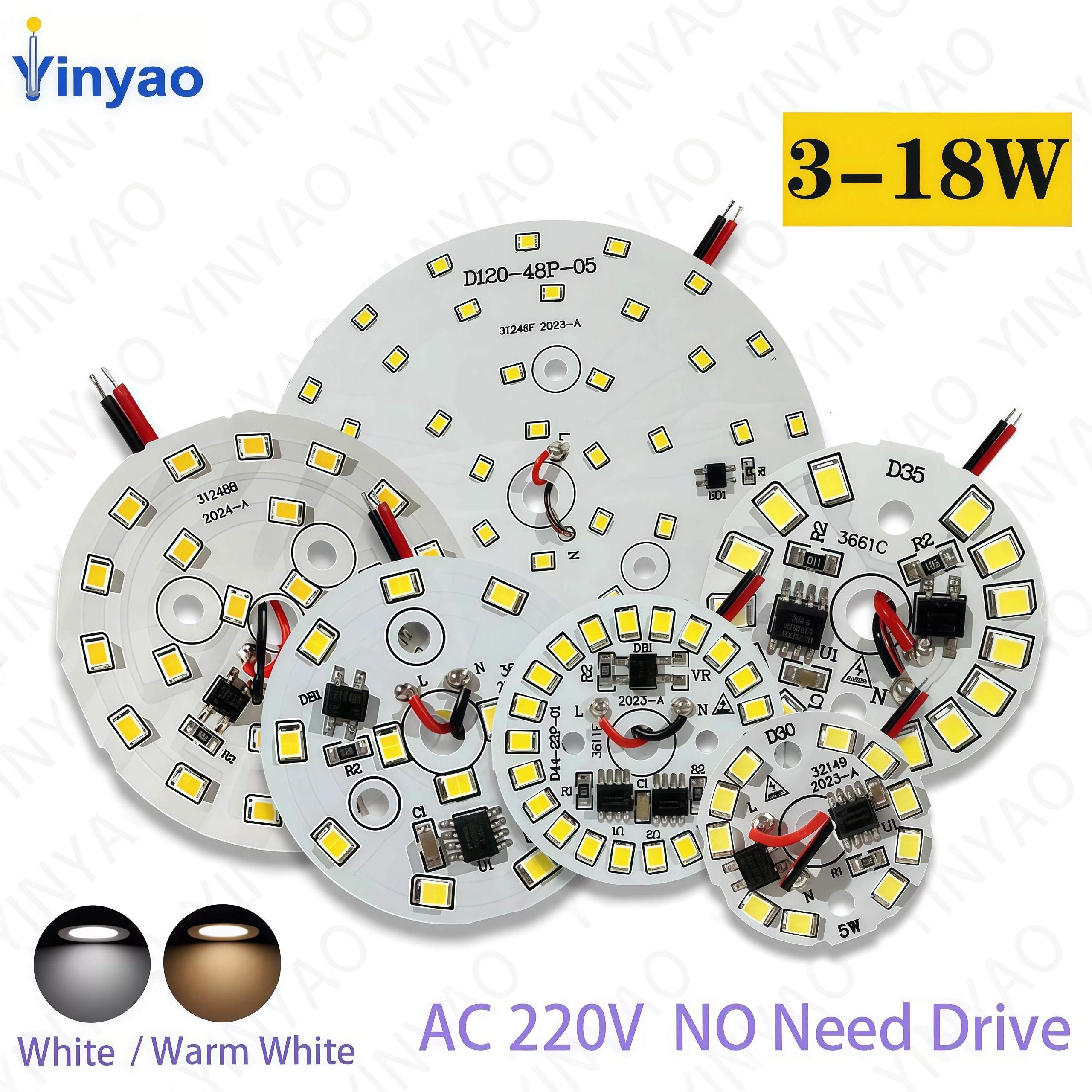 10Pcs 3W 5W 7W 9W 12W 15W 18W Driver-free 220V Round LED Light Panel SDM2835 Lamp Beads Suitable for Lamp Repair Chandelier