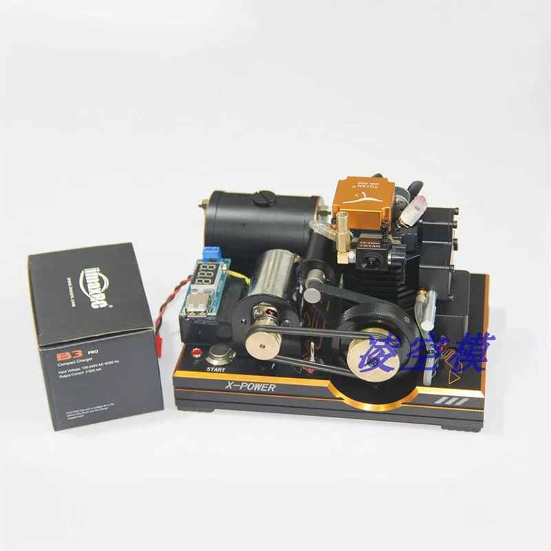 TOYAN FS-S100A Mini 4-Stroke Engine Model 12V Gasoline Methanol DC Generator with USB Phone Charger Digital Display Engine Toys