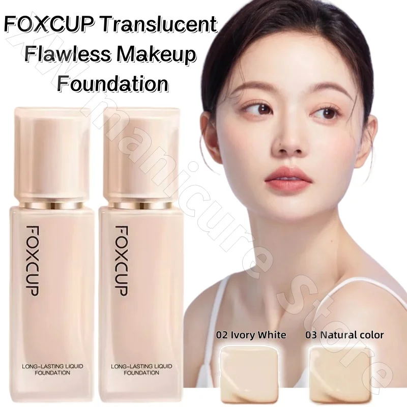 

FOXCUP Translucent Flawless Makeup Foundation Concealer Long-lasting Dry Oil Leather Powder Cream Moisturizing30ml