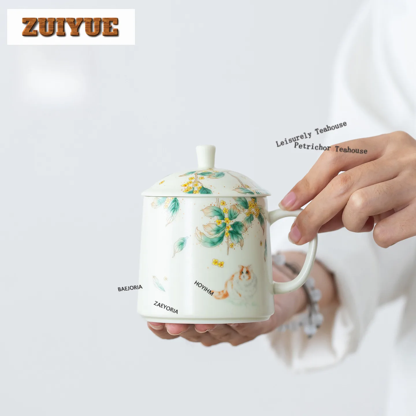 250ml Underglaze Colour Cat Coffee Mug Handmade Oatmeal Breakfast Mug Afternoon Tea Mug Master Office Water Cup Drinkware Craft