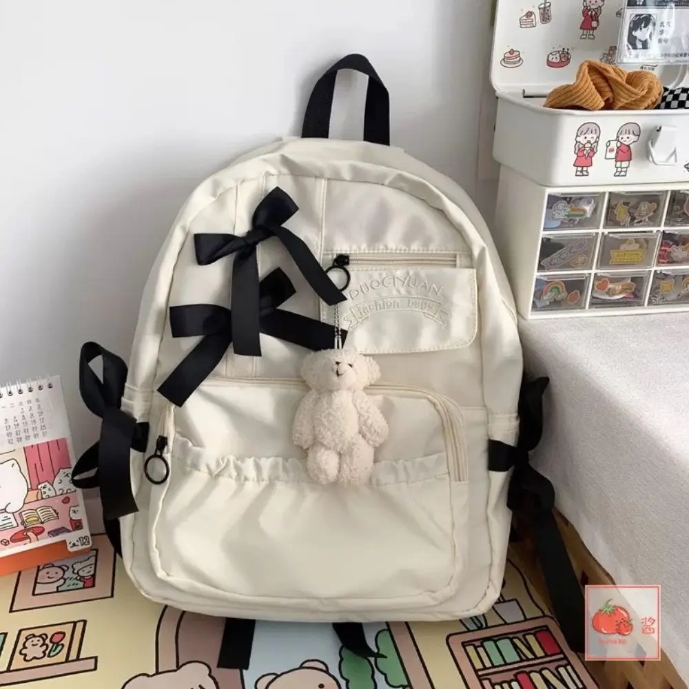 Fashion Student Backpack NEW Bow Design Girls School Bag High Capacity Women Travel Shoulder Bag Leisure Computer Backpacks 2024