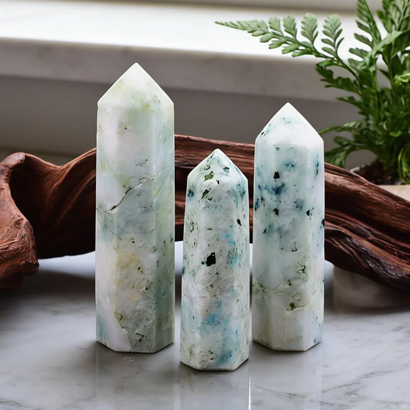 1 Stück Natürlicher Kristallstein Fynchenit Obelisk Heilender Pfeiler Mineralienprobe Reiki Handwerk Heimdekoration DIY Geschenk