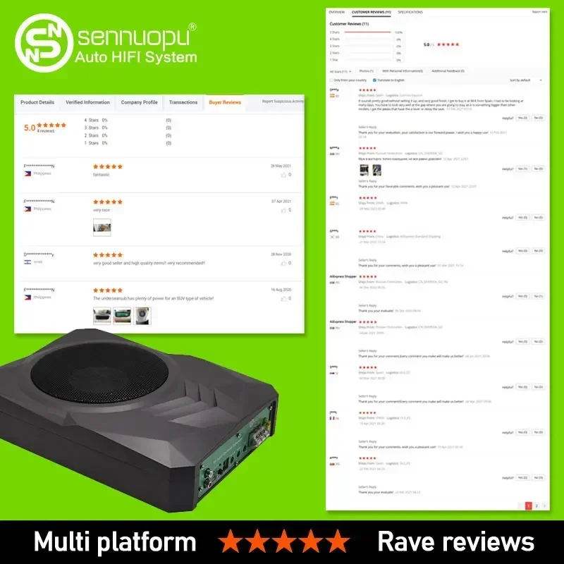 2026/Sennuopu Car Audio Active Subwoofer Amplifier 8 inch Under Seat Subwoofer Speaker