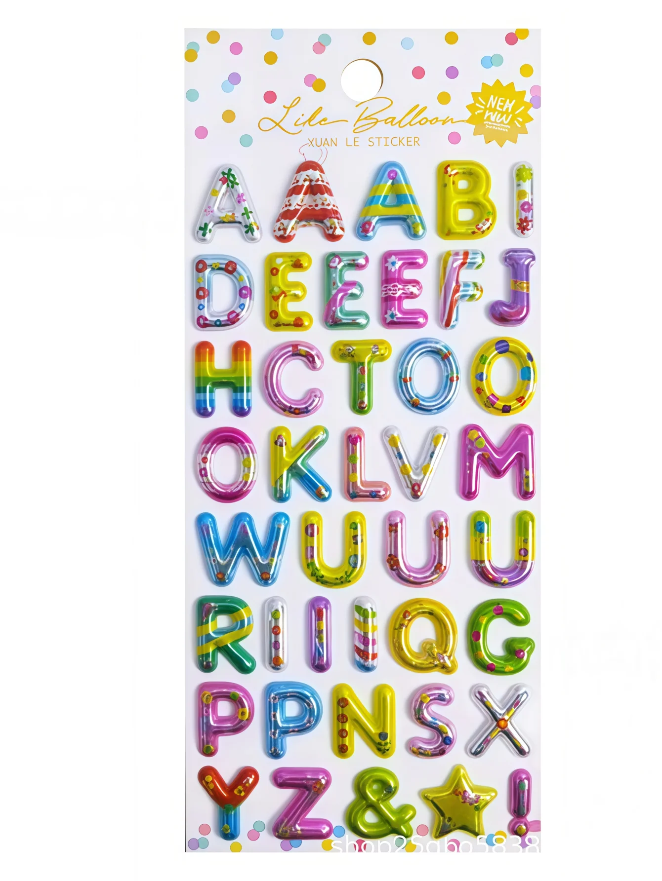 ملصقات زخرفية إبداعية ثلاثية الأبعاد مع أرقام وحروف إنجليزية ملونة (نمط فقاعة)