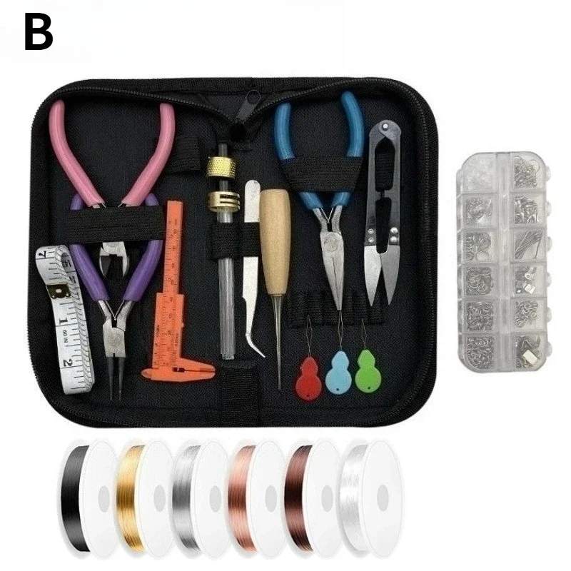 Jewelry Making Kit with Tools & Wire 6 Colors Beading Wire DIY Jewelry Winding Tool Kit with Pliers, Beading Wire Accessories