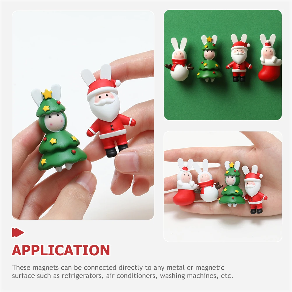 

2 Pcs Santa Magnet Magnetic Accessories for Refrigerator Fridge Sticker Christmas Magnets