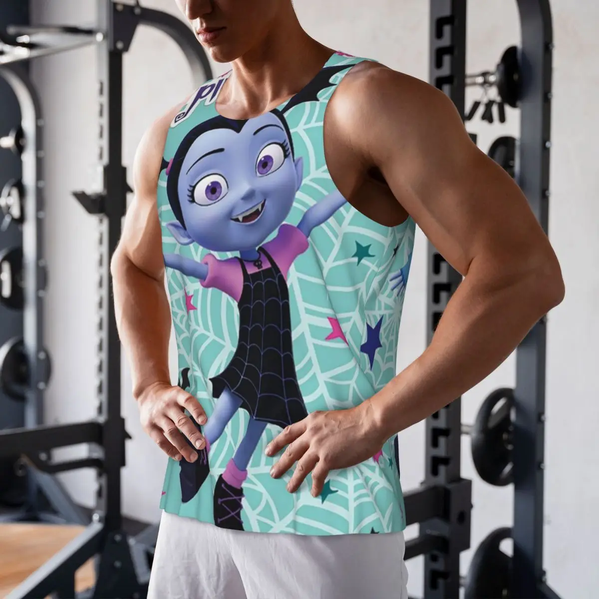 

Быстросохнущая рубашка без рукавов с принтом вампирины для девочек, дышащий жилет для бодибилдинга