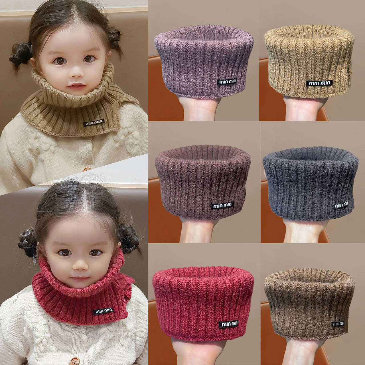 

Solid Color Woolen Knit False Collar for Children Warm Neck Cover Boy Girl Kid Neckerchief Outdoor Winter Baby Short Scarf Visor