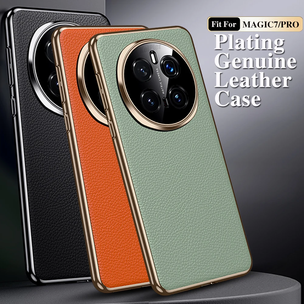 

Original Case For HONOR MAGIC 7 PRO / MAGIC7PRO Luxury leather Hard Shockproof Cover For MAGIC7PRO Plating Lens Protection Coque
