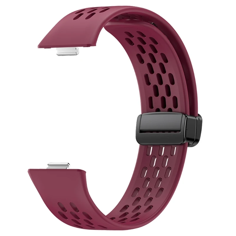 سوار معصم رياضي بمشبك مغناطيسي من السيليكون يسمح بمرور الهواء مع حزام ساعة مريح سريع الإصدار لساعة Fit3 H7JF