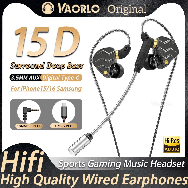 Nouveaux écouteurs de son Surround de basse lourde 3.5MM AUX/type-c numérique HIFI musique dans l'oreille écouteurs micro enfichable casques de jeu de Sport