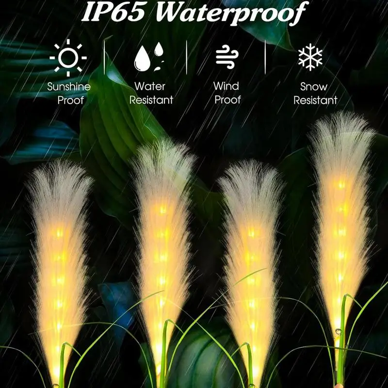 Solar Garden Lights Waterproof Reed Led Lights 2X Landscape Lighting Decorative Reed Lamp Sway By Wind For Backyard