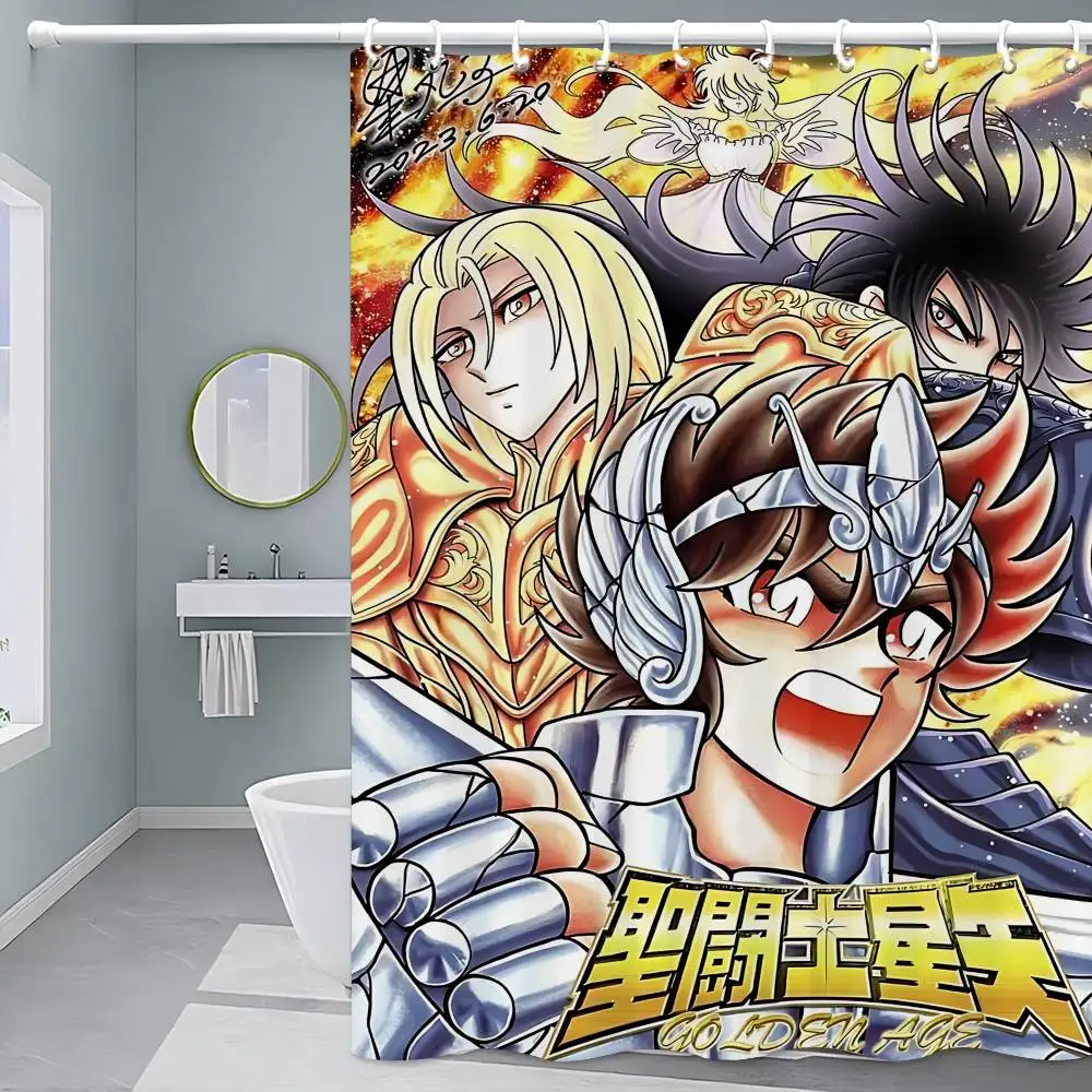 

S-Saint S-Seiya аниме занавески для душа 180 см полиэстер современный стиль занавеска для ванной комнаты с крючками водонепроницаемая забавная занавеска для душа