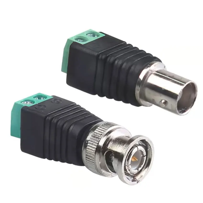 10pcs/pack  Male Female Metal BNC Connector with DC Connector Plug Screw Terminal UTP Video Balun for CCTV Surveillance Camera