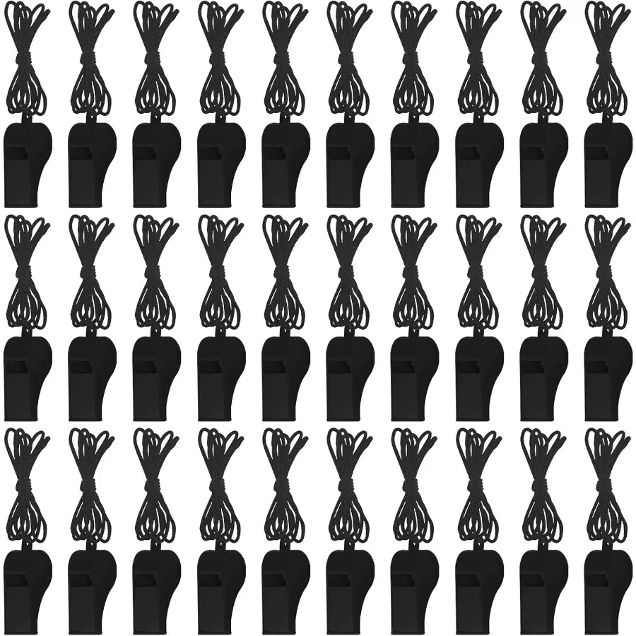 

50 шт. пластиковые свистки со шнурком, громкий четкий звук, свистки оптом для школьных тренировок, сумка для подарков на Рождество, день рождения