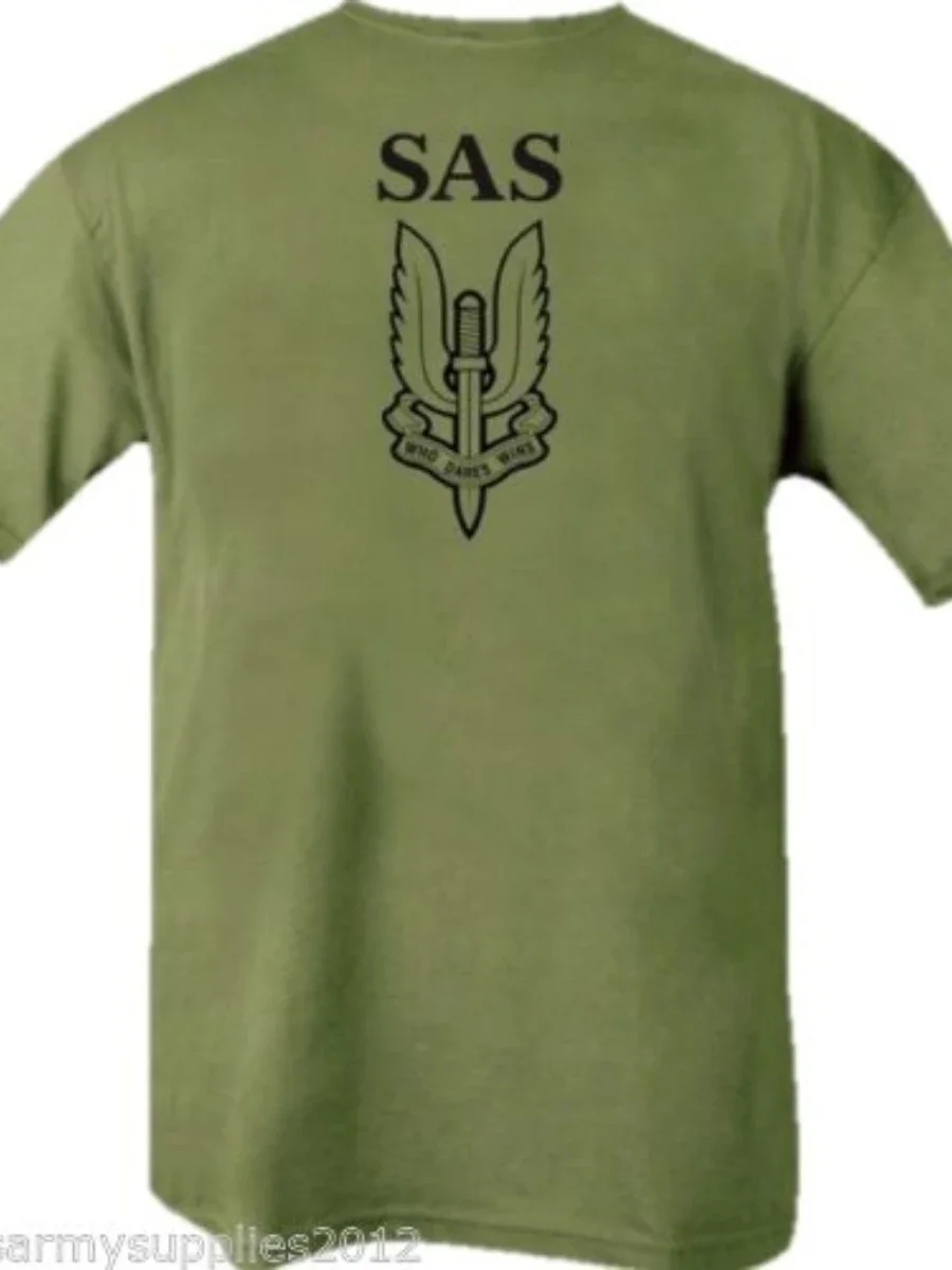 Summer Cotton Short Sleeve O-Neck Mens T Shirt New S-5xl Who Dares Wins. British Army SAS Special Air Service Emblem T-Shirt.