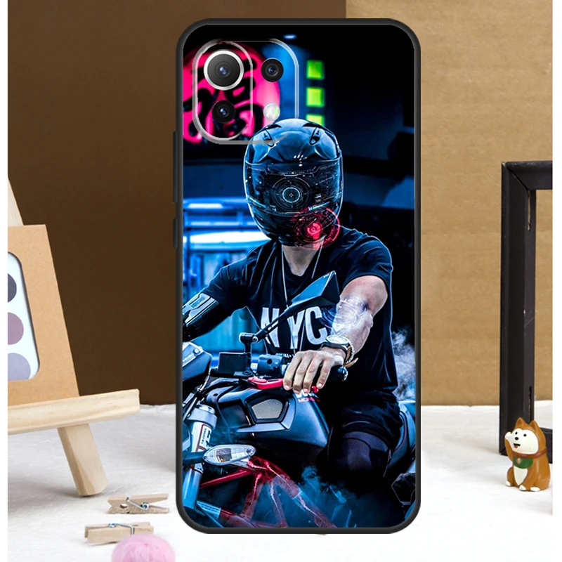 Neon Motorcycle Biker Case For POCO M6 X3 X5 X6 Pro F3 F5 M5s Cover For Xiaomi 13T 12T 11T 14 Pro 12 13 Lite Case