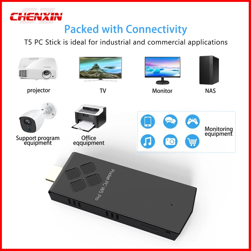 W5 Pro كمبيوتر صغير T5B TV Stick Win10 Linux Intel Z8350 رباعي النواة BT4.0 WIFI5 سطح مكتب صغير 4G/8G ROM 64G/128G ROM USB Pocket PC #2