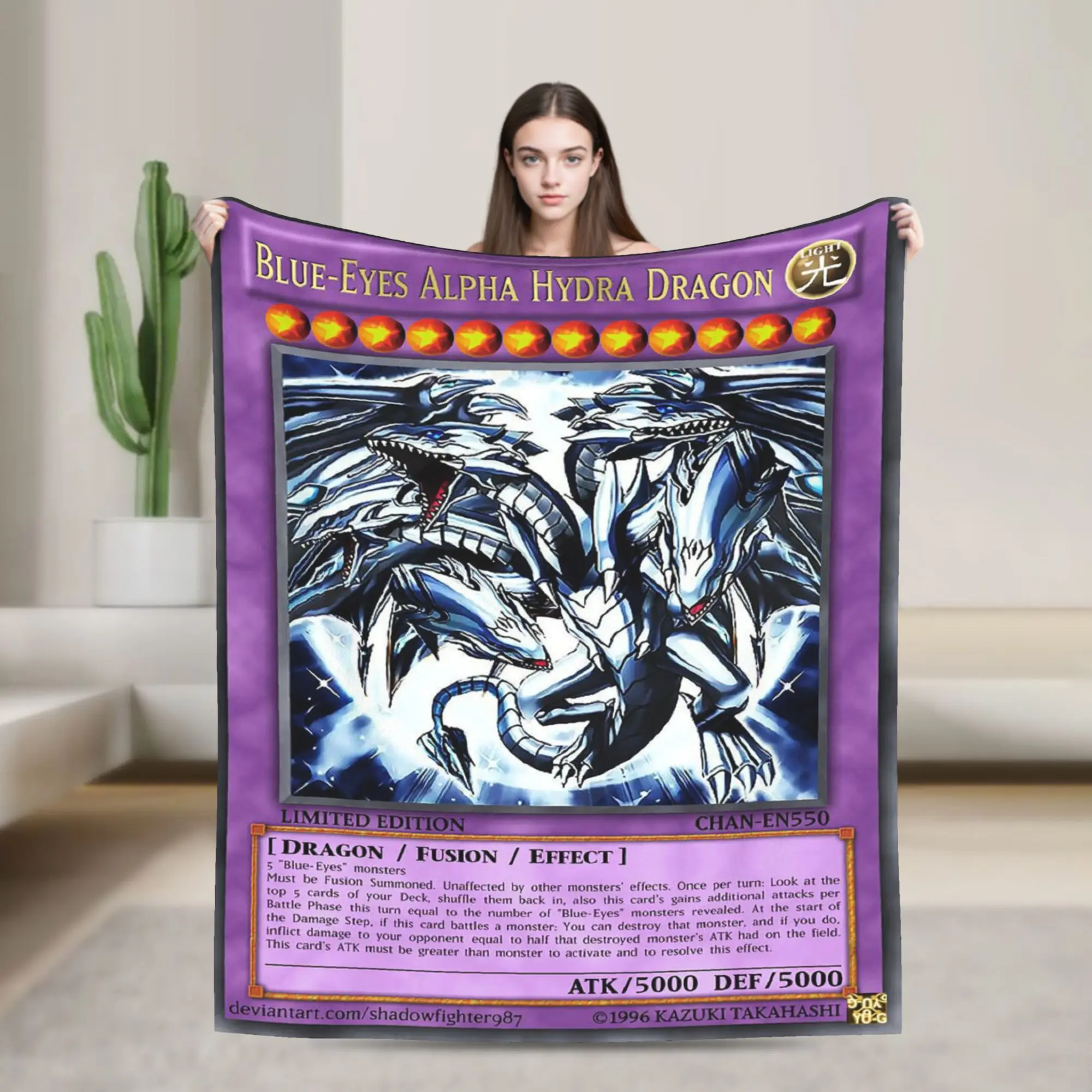 Blue-Eyes Alpha Hydra Dragon Fleece Throw Blankets Yu-Gi-Oh Anime Blanket for Sofa Couch Super Soft Quilt