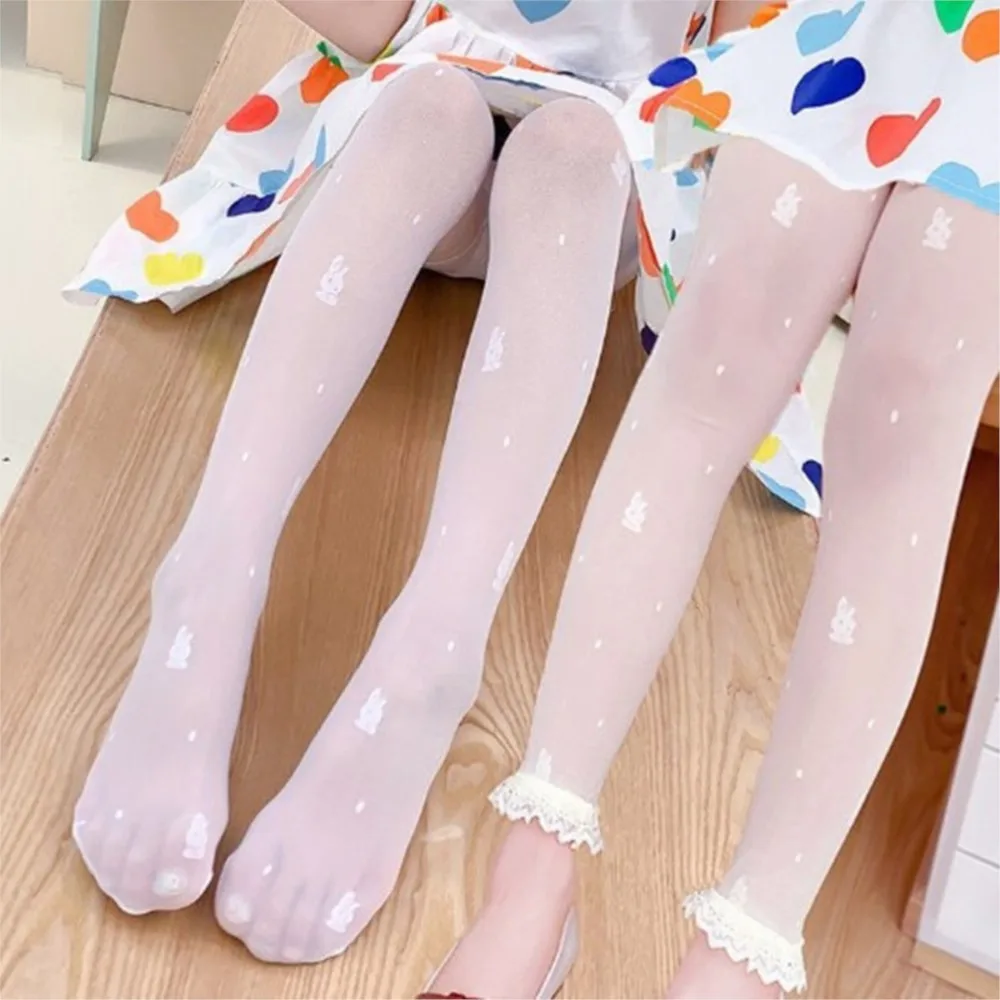 Children's stockings Summer thin cartoon bunny girls pantyhose hook silk screen eye anti-mosquito render proof tights